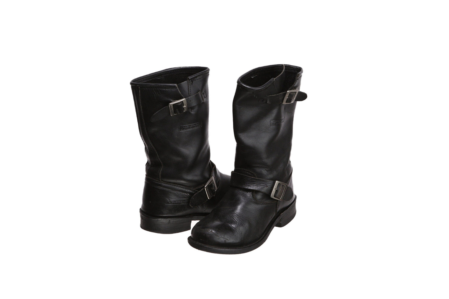 Men's Black Leather Engineering Boots by Xelement - Est Era 1990's - 2000