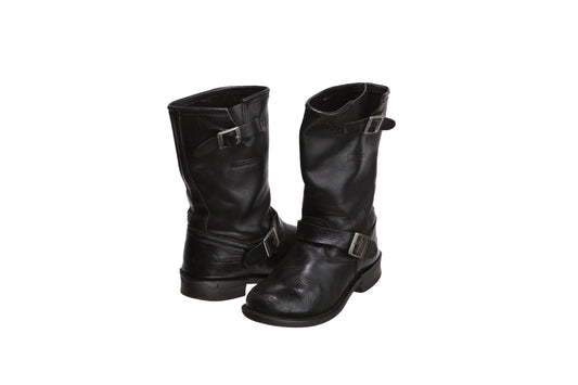 Men's Black Leather Engineering Boots by Xelement - Est Era 1990's - 2000
