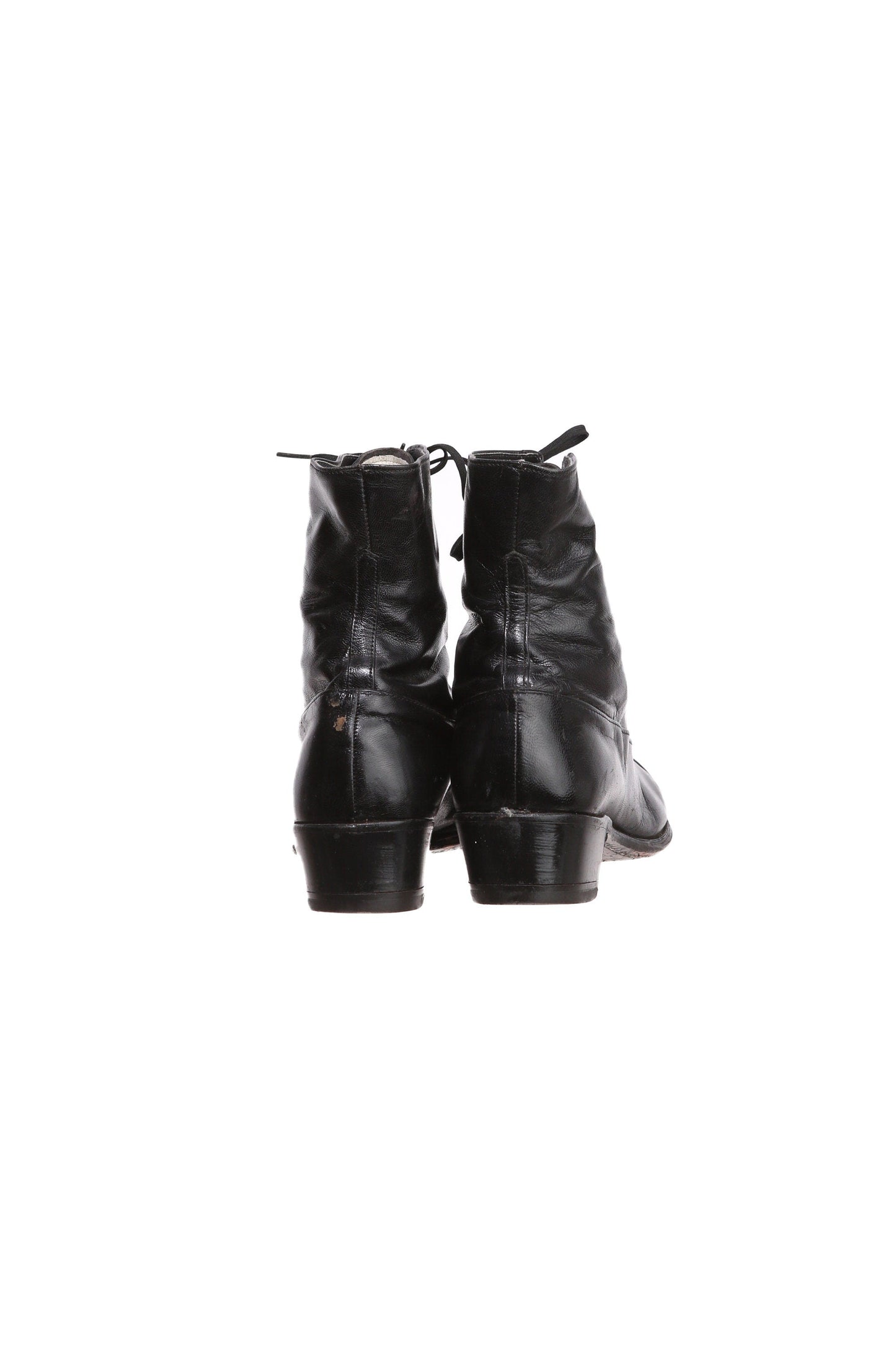 Vintage Women Black Leather Boots - Victorian Style - Made in USA
