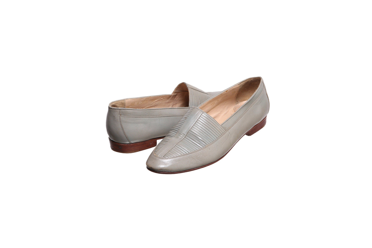 Vintage Gray Loafer Leather Shoes - Est Era 1970's - 1990's - Size 9.5