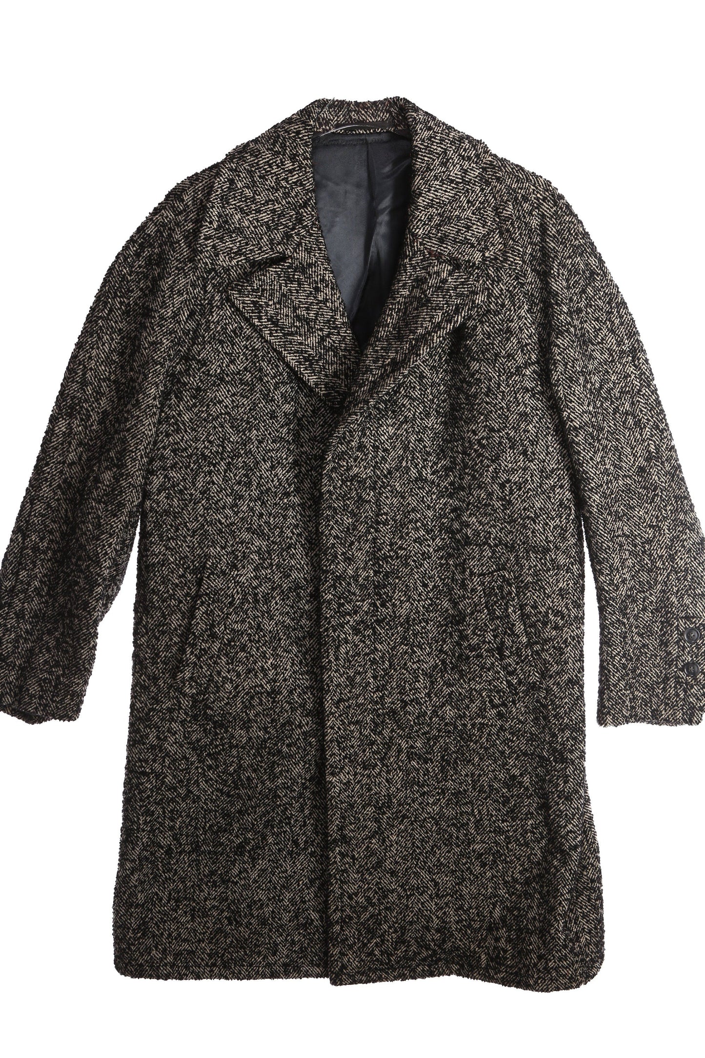 Vintage Men's Herringbone Long Winter Coat