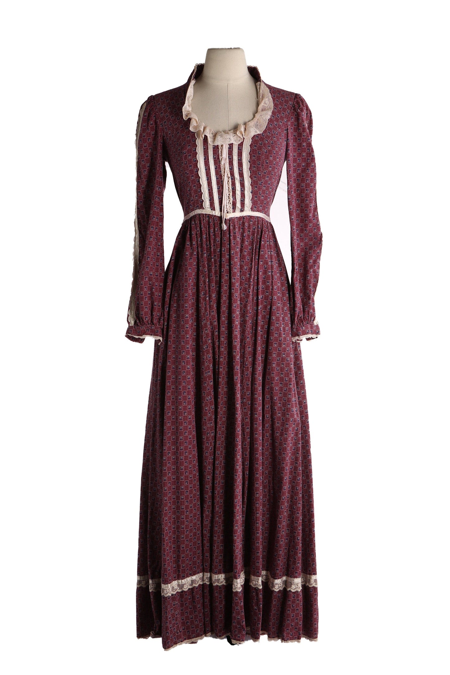 Vintage Red Floral Pring Long Prairie Dress