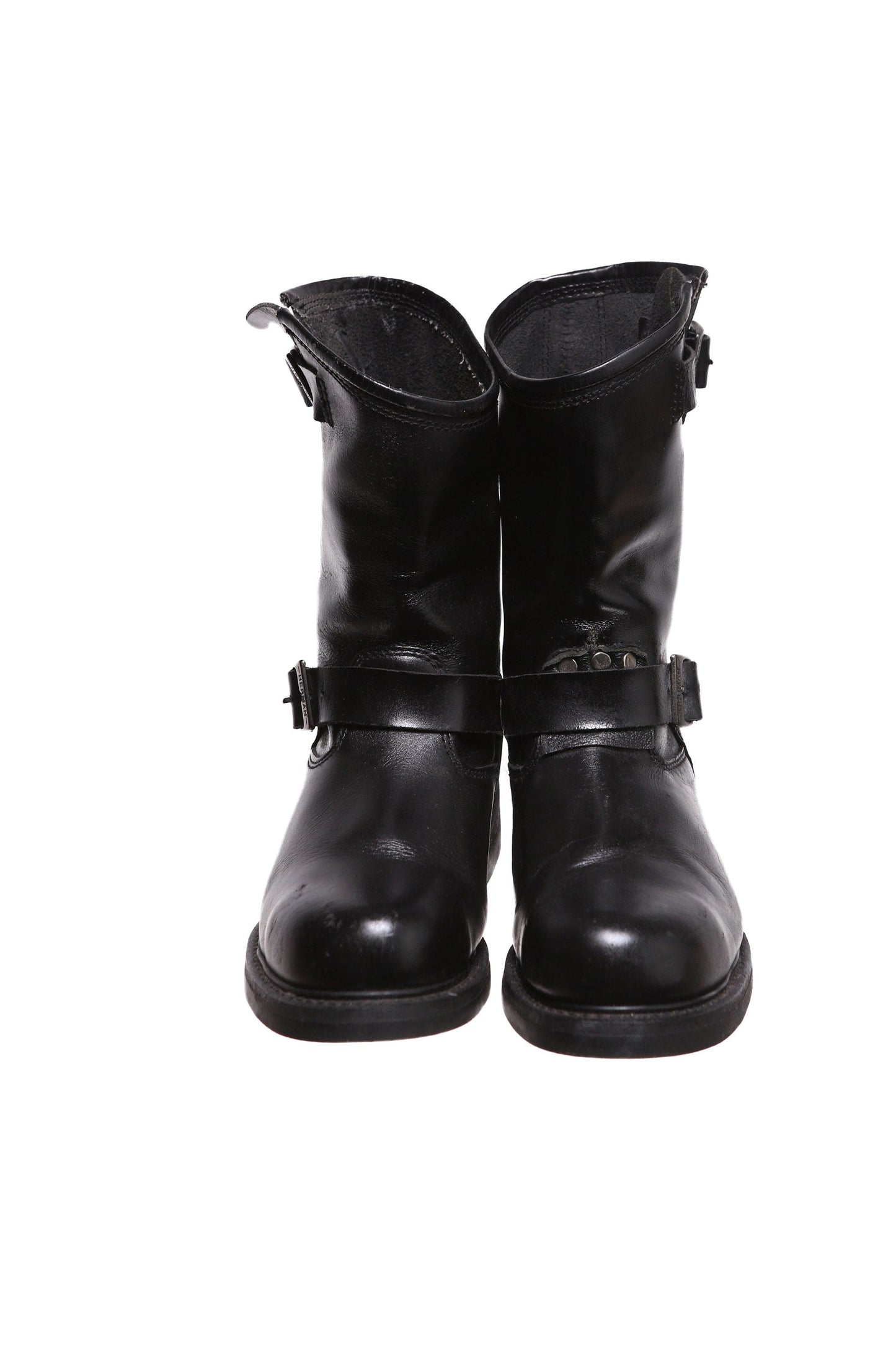 Men's Black Leather Engineering Boots - Size 7 1/2