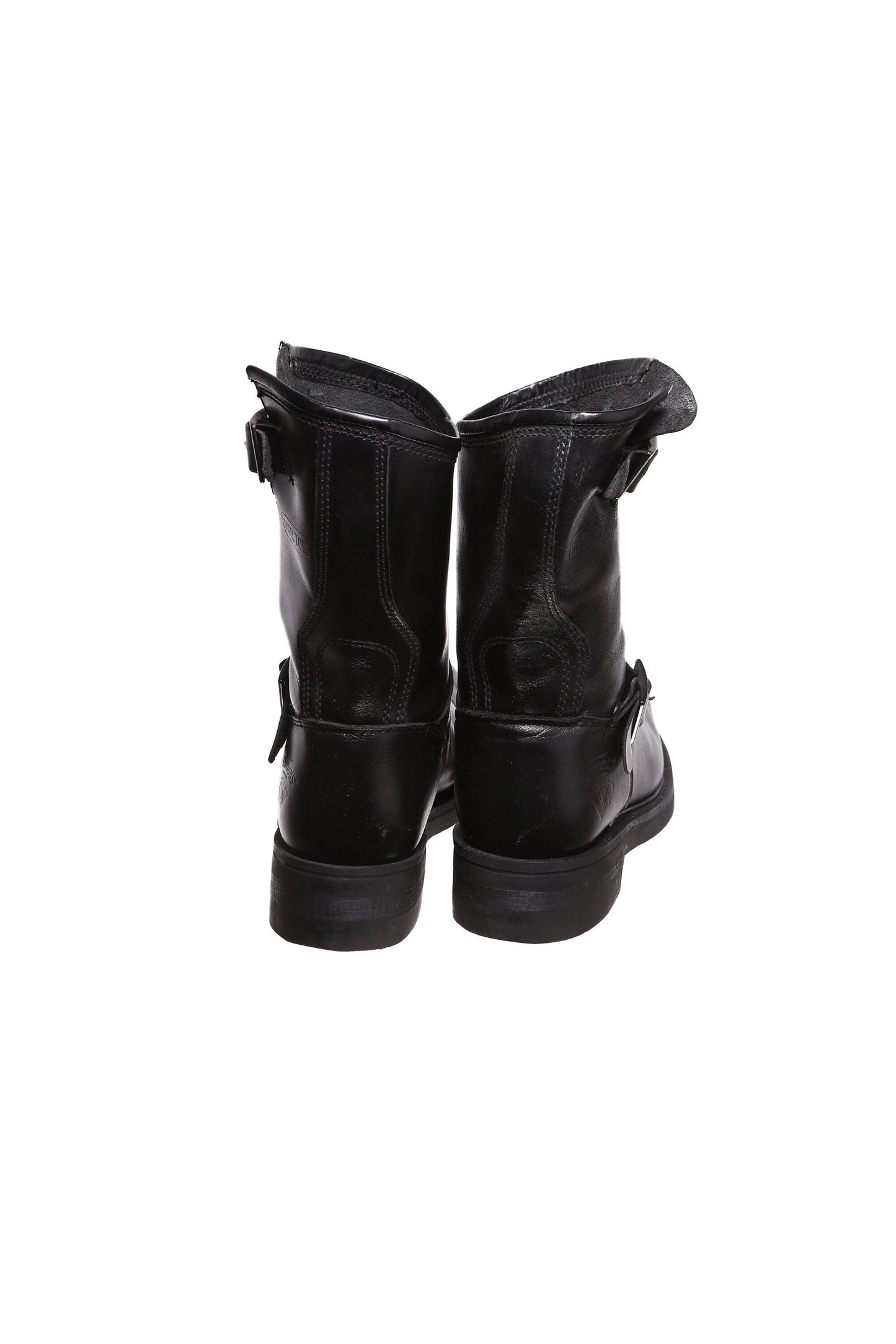 Men's Black Leather Engineering Boots - Size 7 1/2