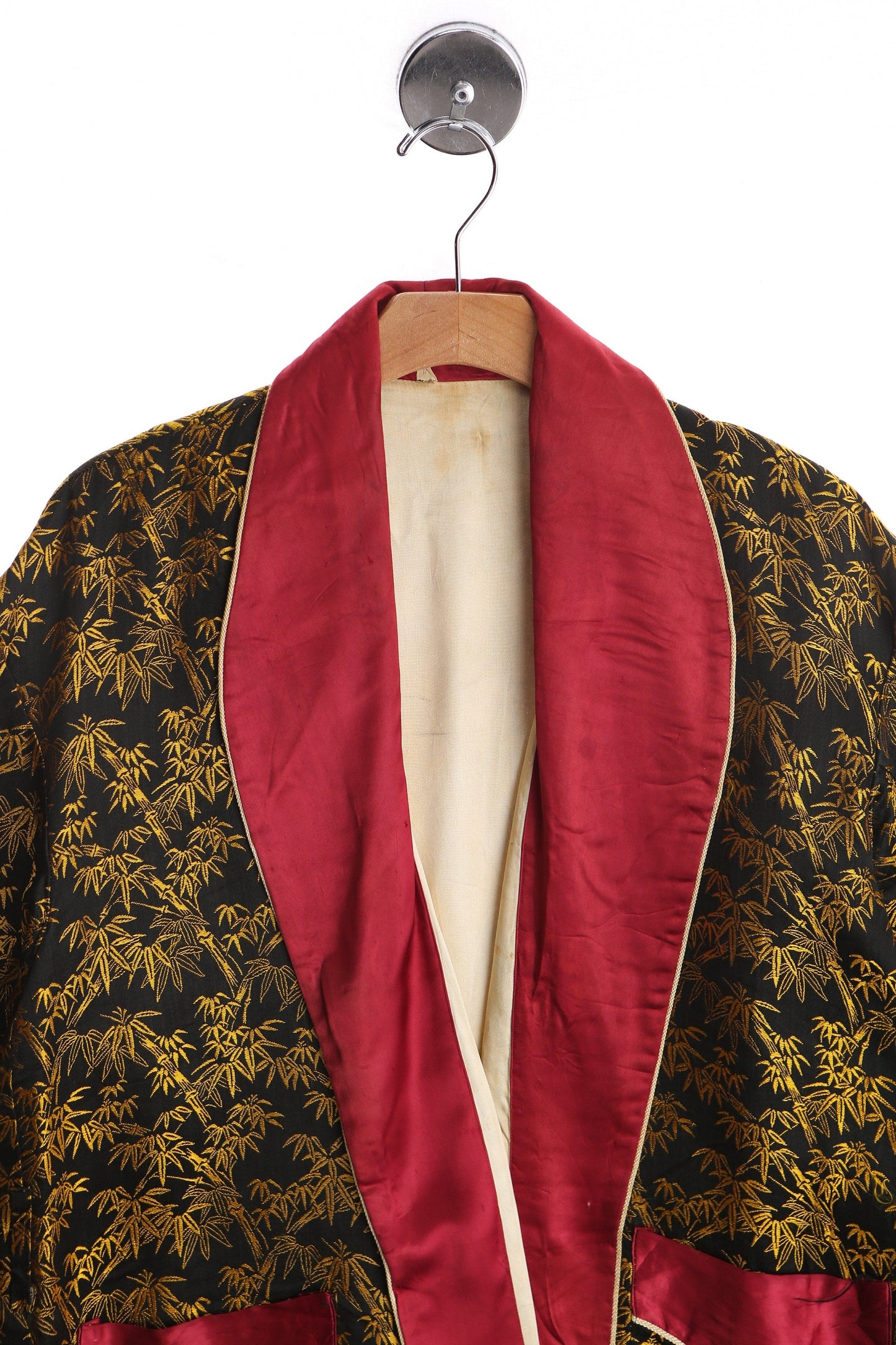 Vintage Men Night Golden and Black Brocade Robe