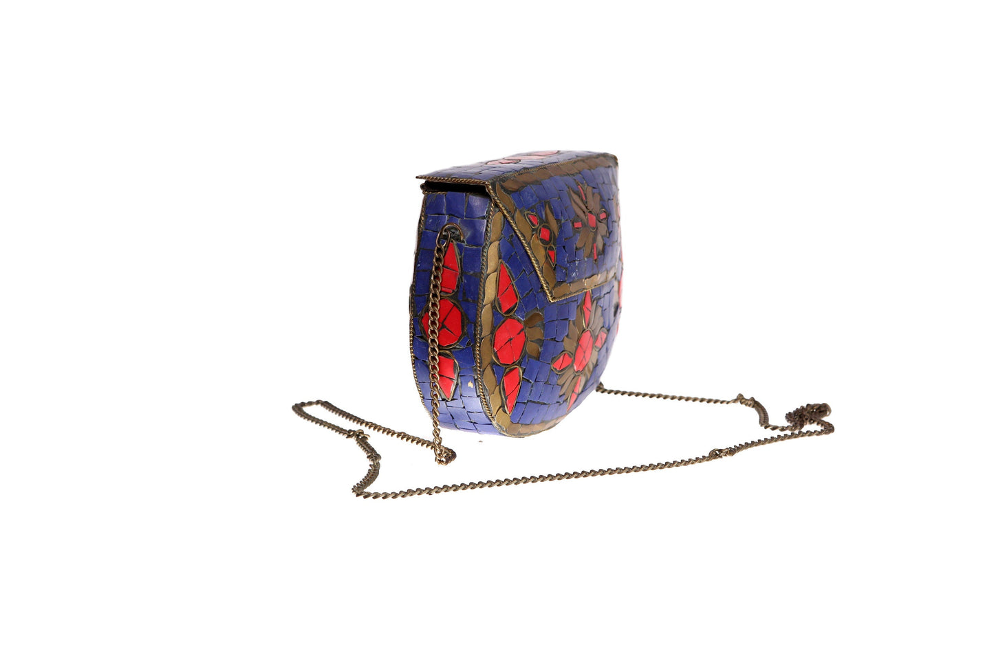 Vintage Steel Strap Bag with Tapestry Stones