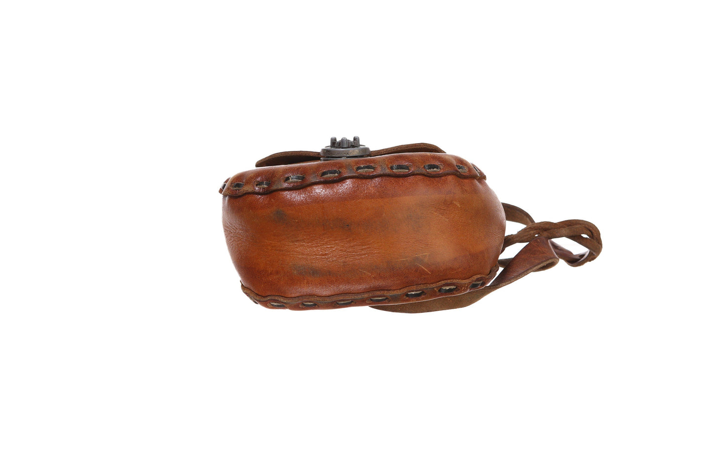 Vintage 70s Tooled Leather Bag with Floral Designs