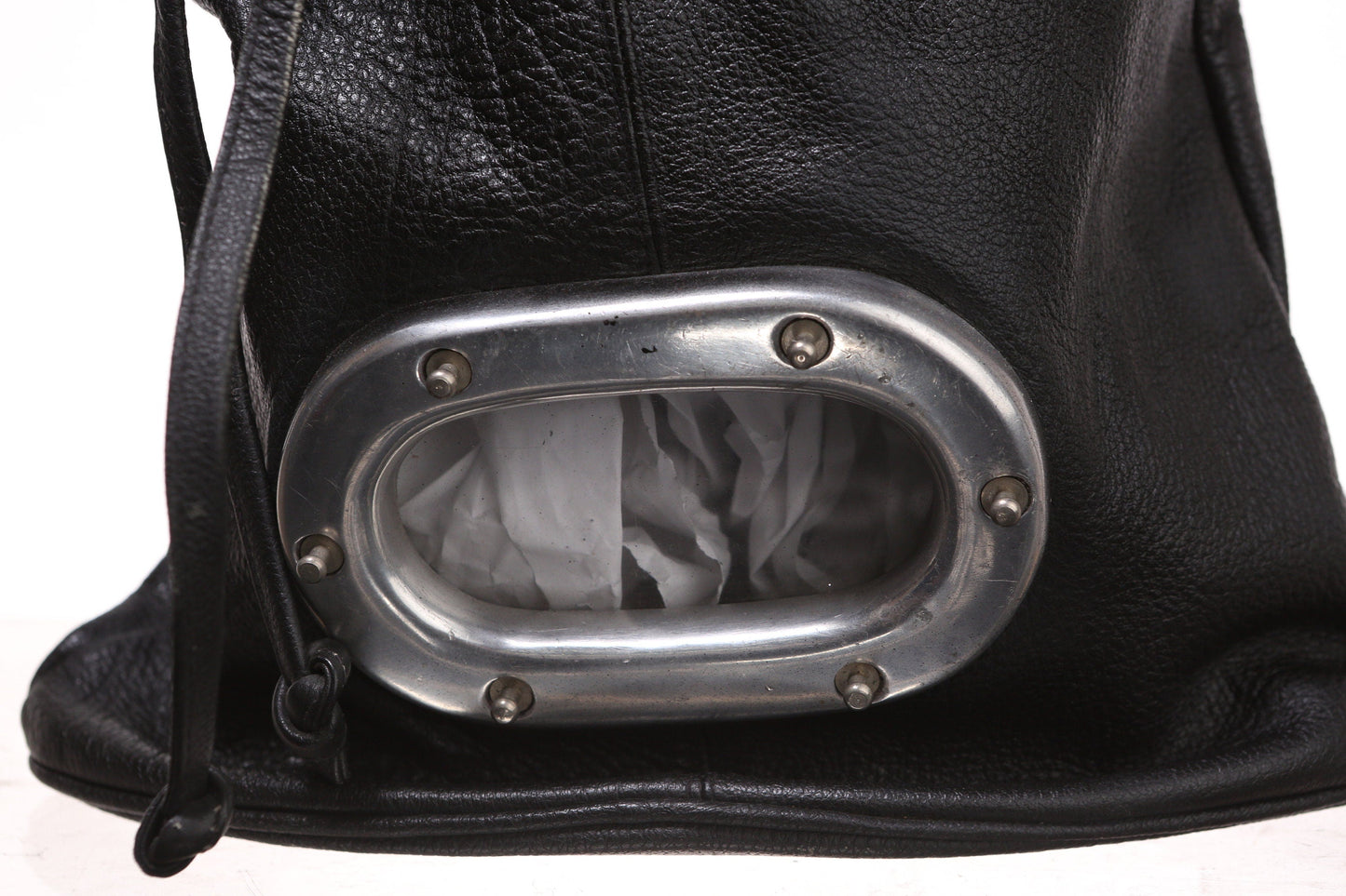 Vintage Hi-Tek Designs Black Leather Backpack by Alexander - Est Era 90s - Y2K
