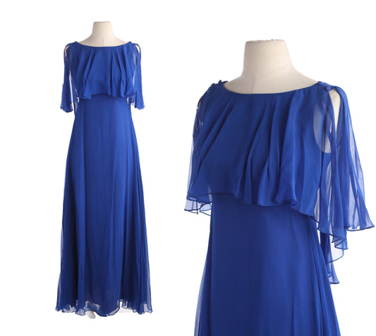 Vintage Women's Blue Long Evening Dress