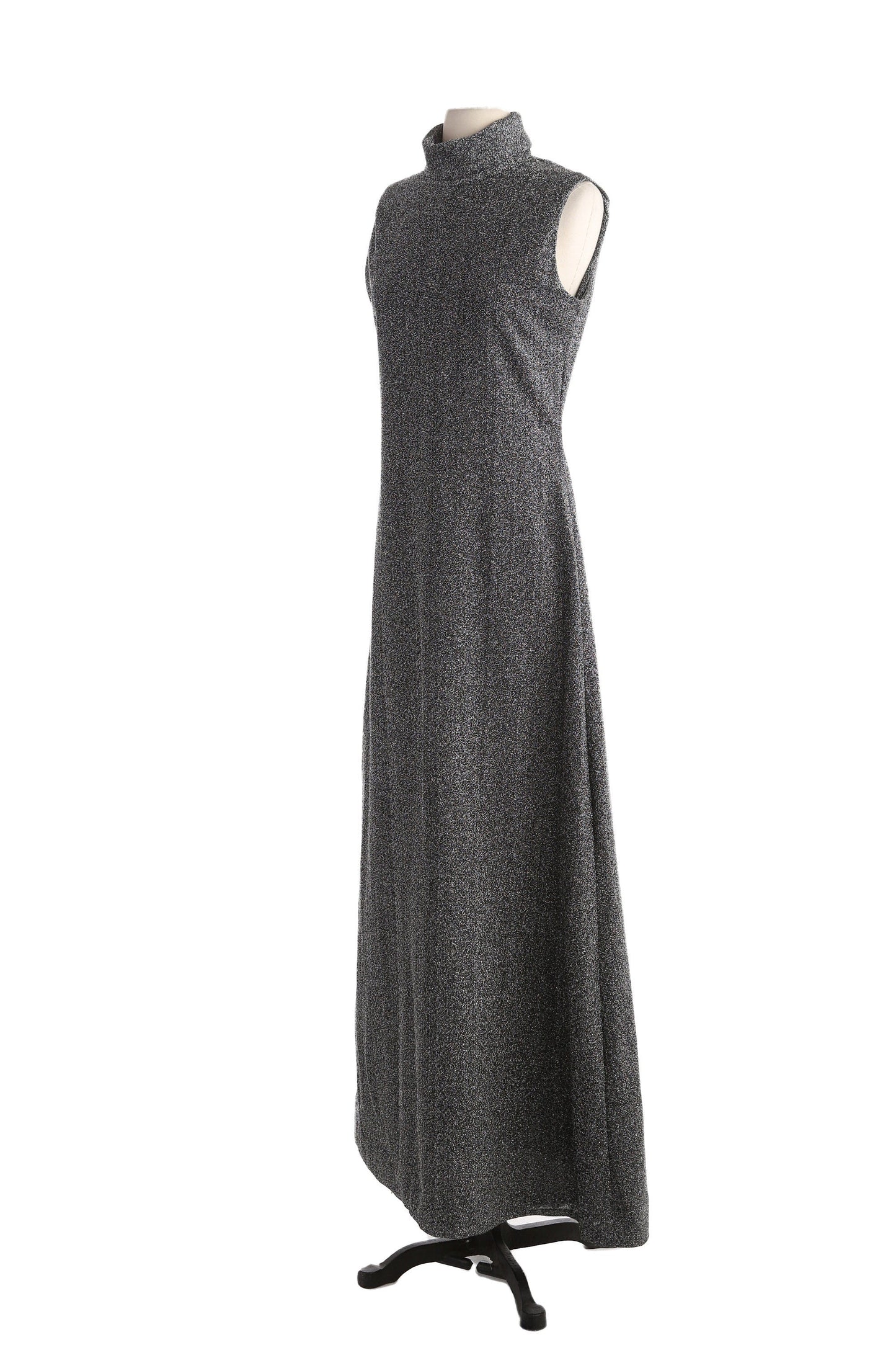 Vintage Women's Long Black Metallic Evening Dress