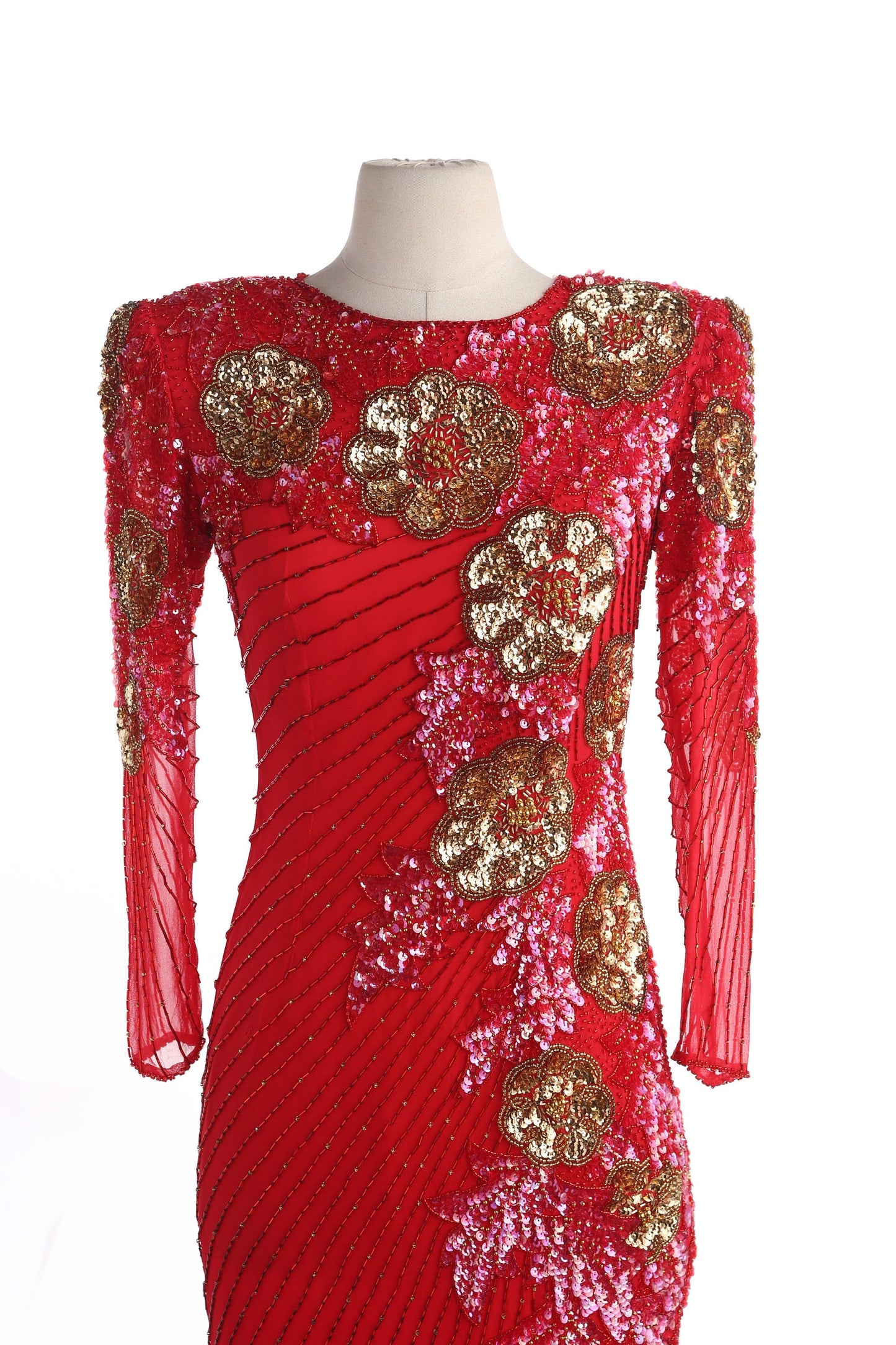 Vintage Women's Red Sequin Dress by Jasmine Curtis