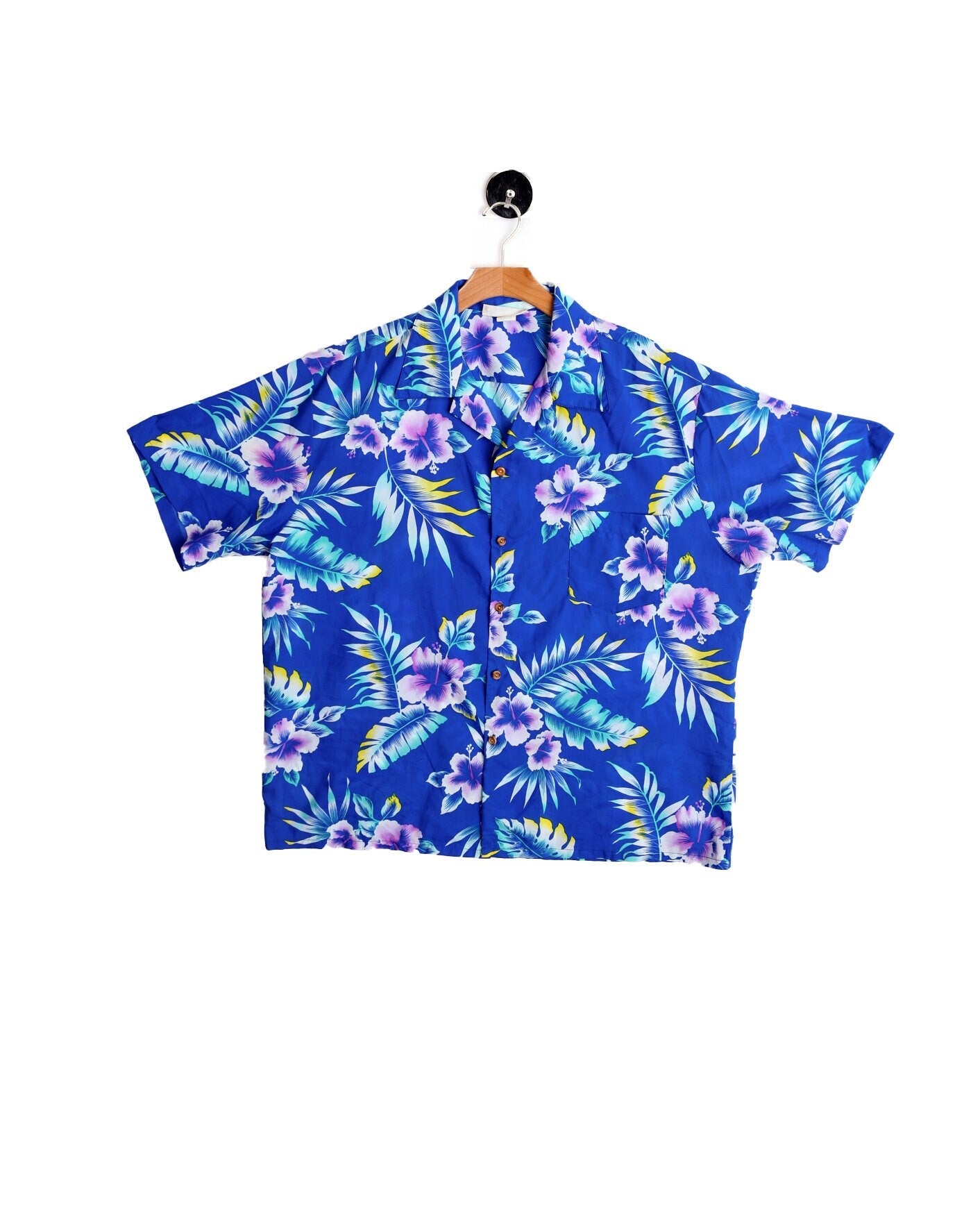 Vintage Men Blue Hwaiian Shirt