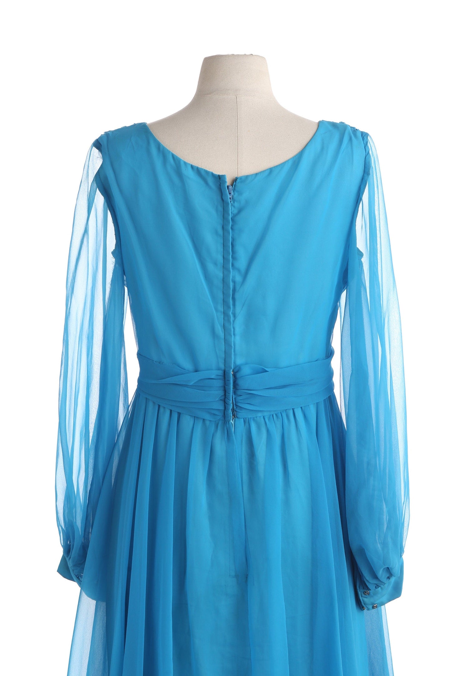Vintage Women's Blue Formal Long Sleeve Dress