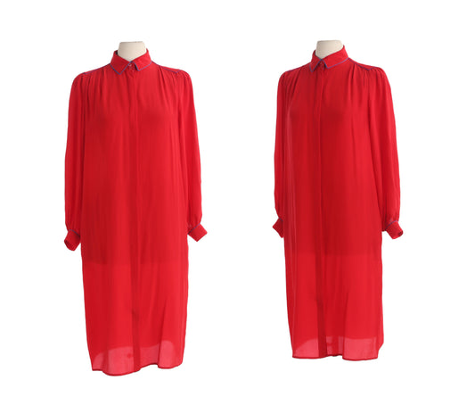 Vintage Women's Red Silk Casual Dress by Silk Studio