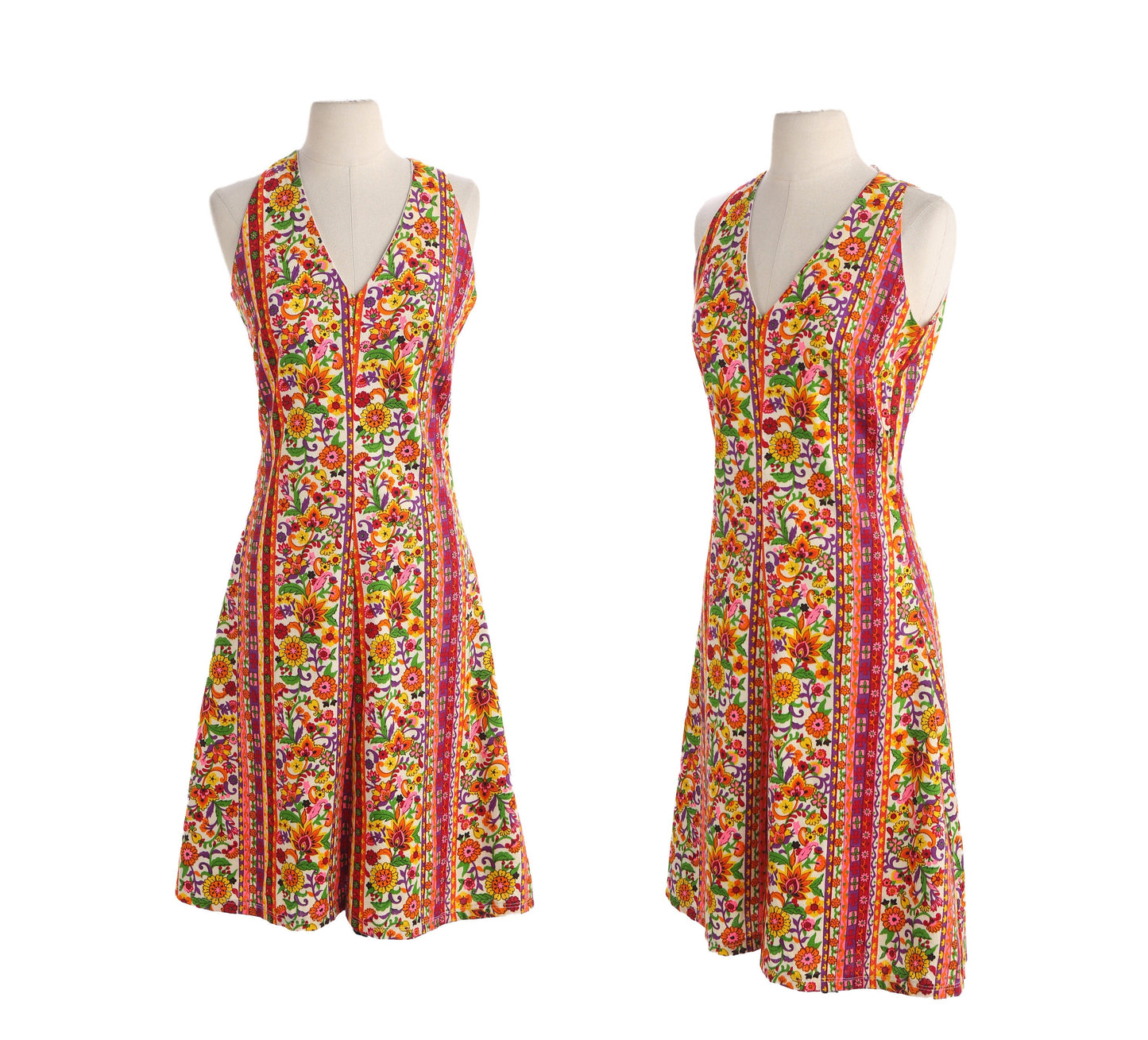 Vintage Women's Floral Print Sleeveless Summer Dress