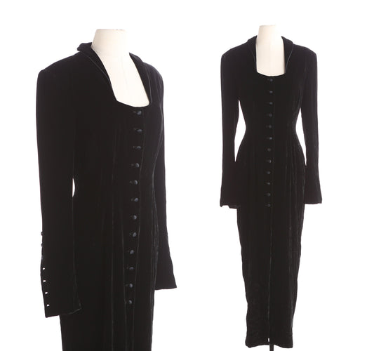 90s Women Black Velour Casual Jumpsuit