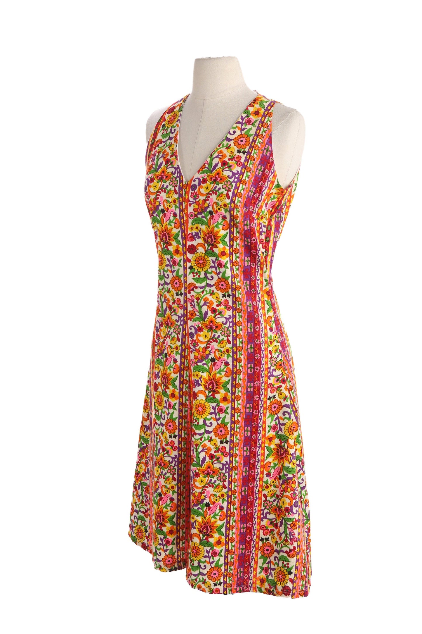 Vintage Women's Floral Print Sleeveless Summer Dress