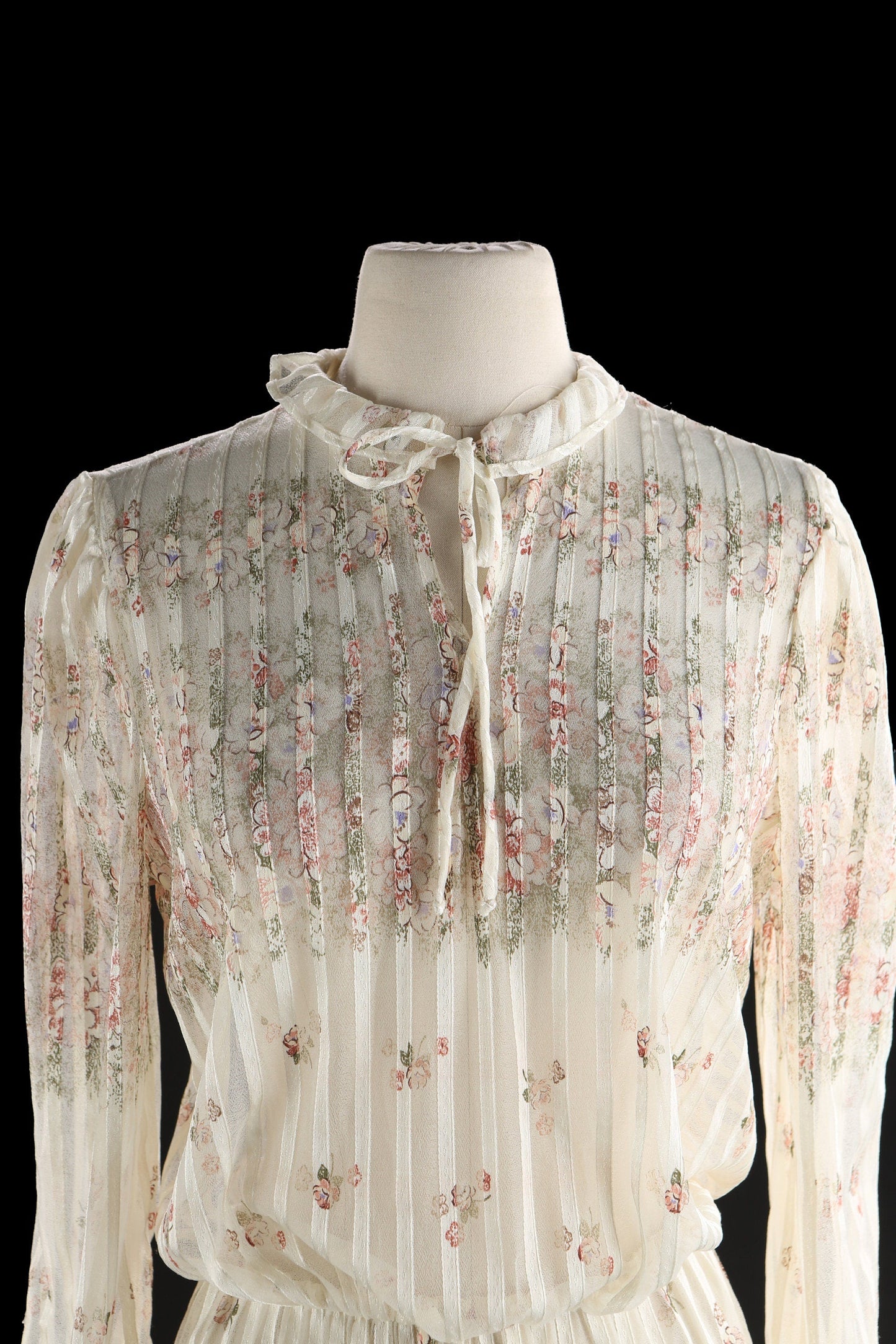 80s White Flora Print Summer Dress