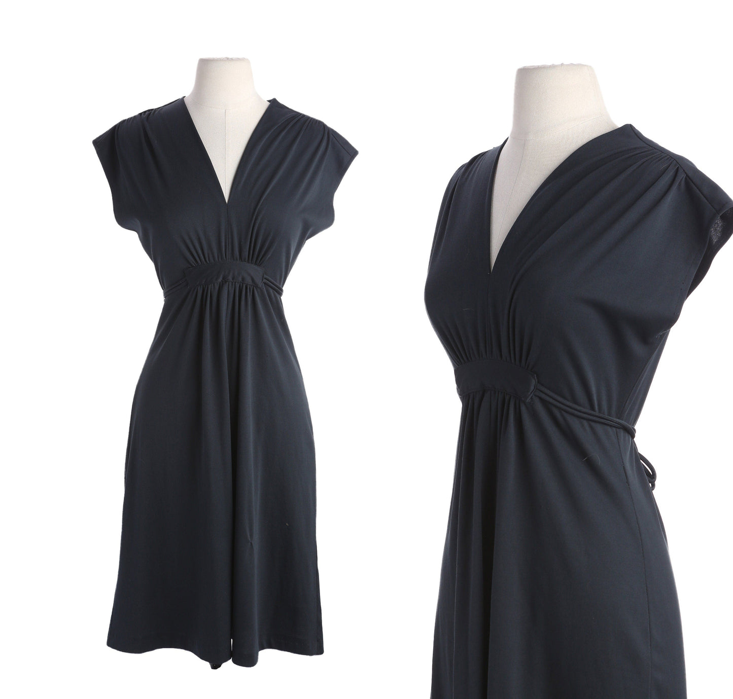 70s Women Blue Casual Polyester Sleeveless Dress by OOPS California