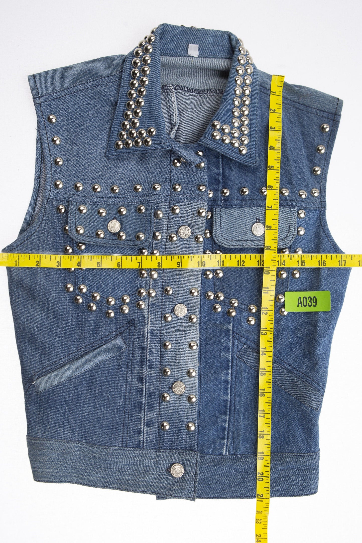 Women Patchwork Denim Studded Vest