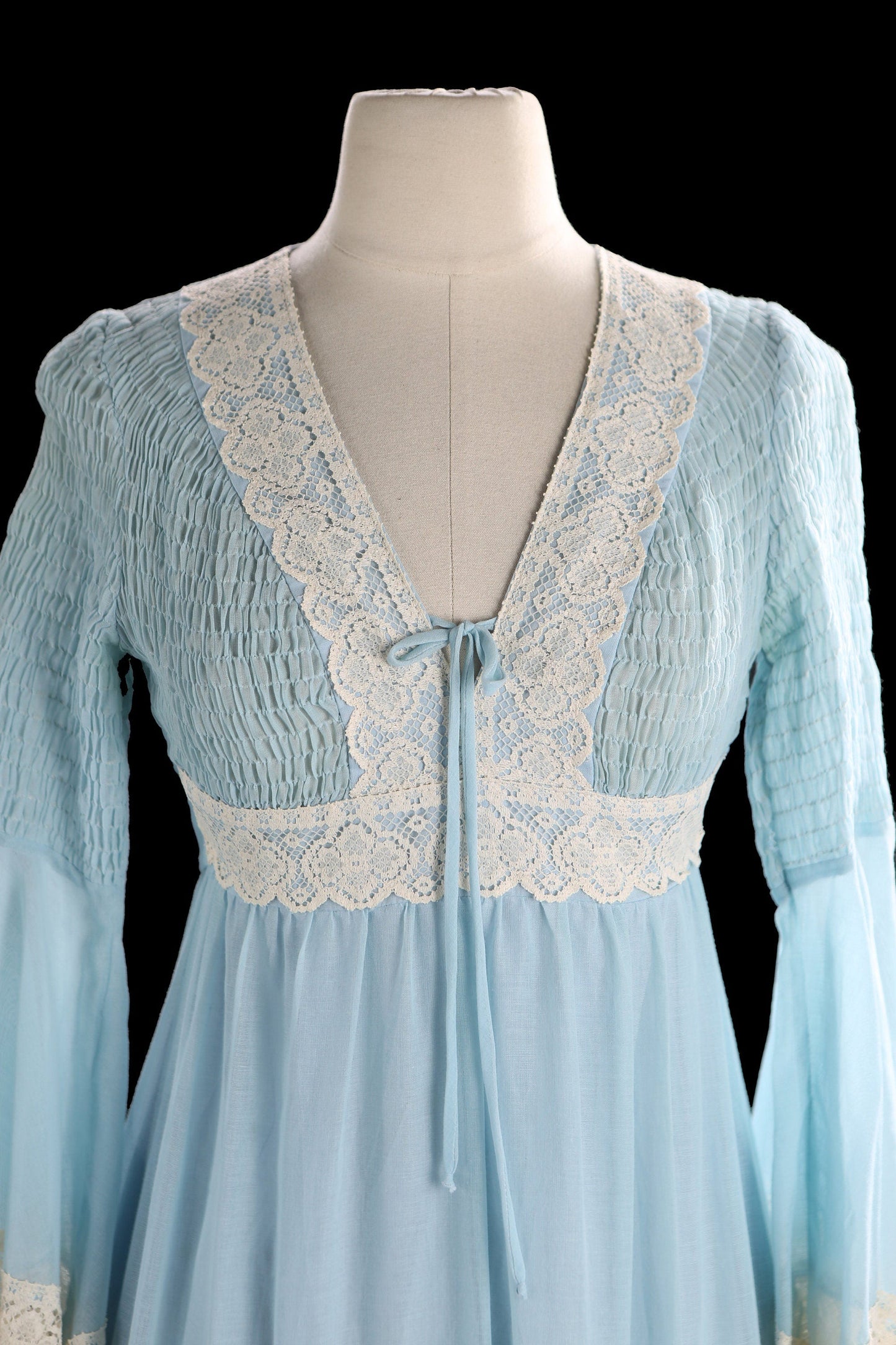 Vintage Women's Blue Long Summer Boho Dress by Candi Jones of California