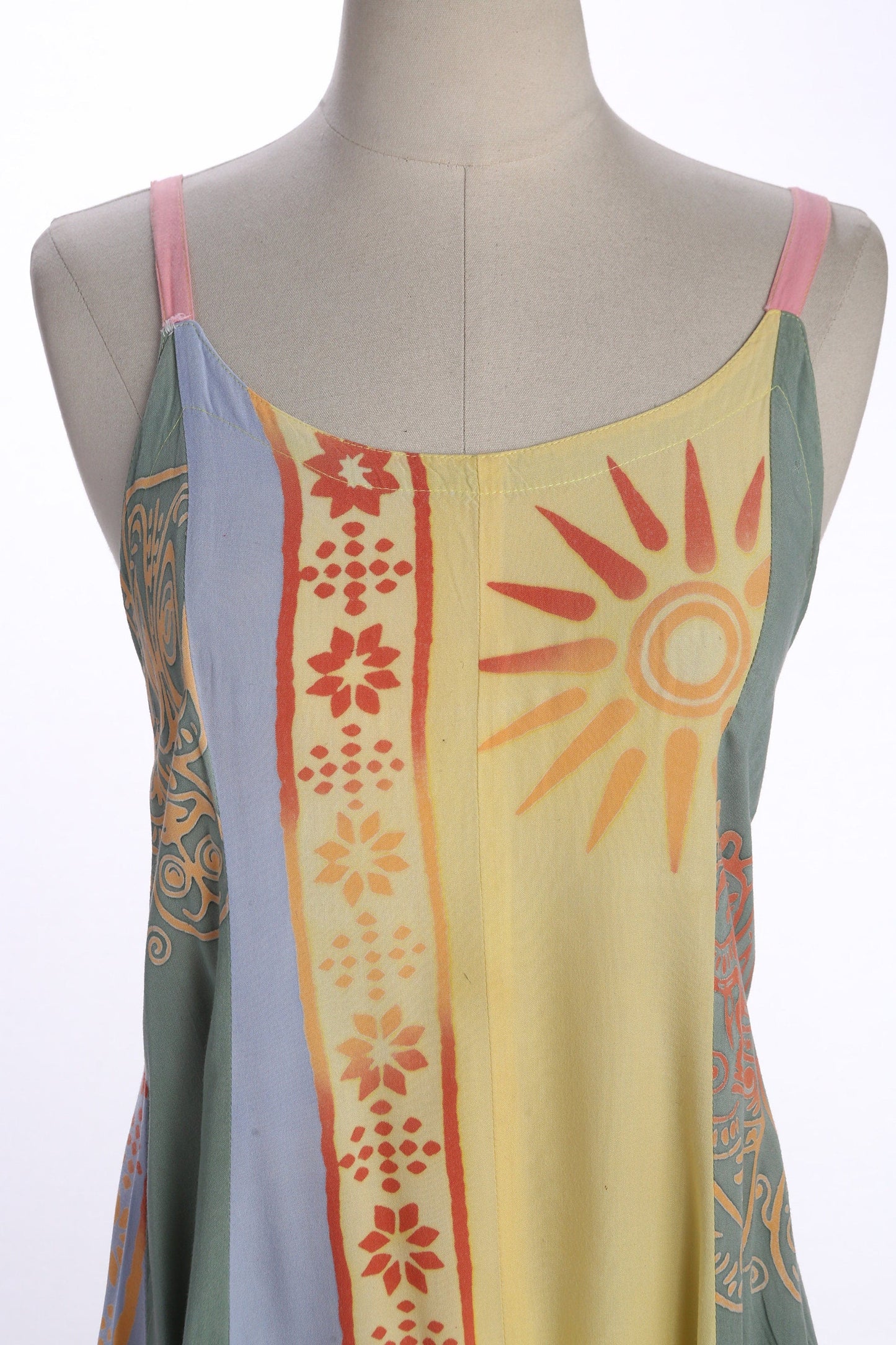 Vintage Women Yellow Summer Rayon Dress by Indoraya Tradeconusa for Fraraa - Est Era 90's - Y2k