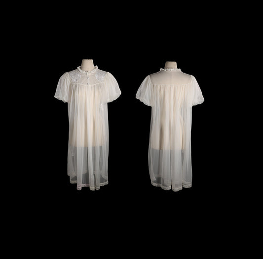 Vintage Women White Blouson Dress