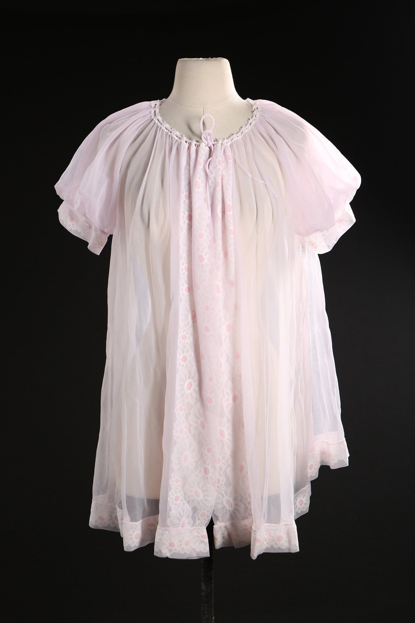 Vintage Women Pink Nightgown Blouson Top