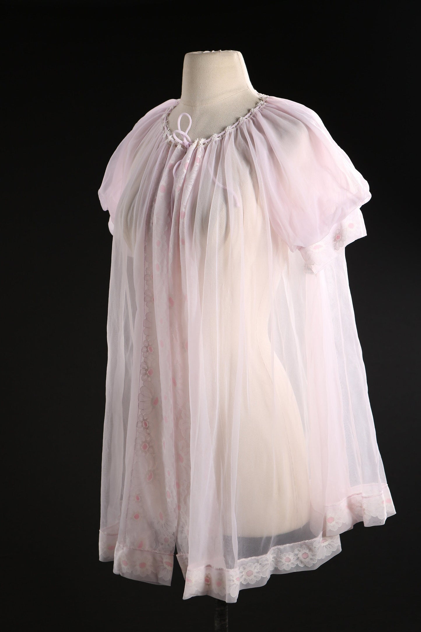 Vintage Women Pink Nightgown Blouson Top