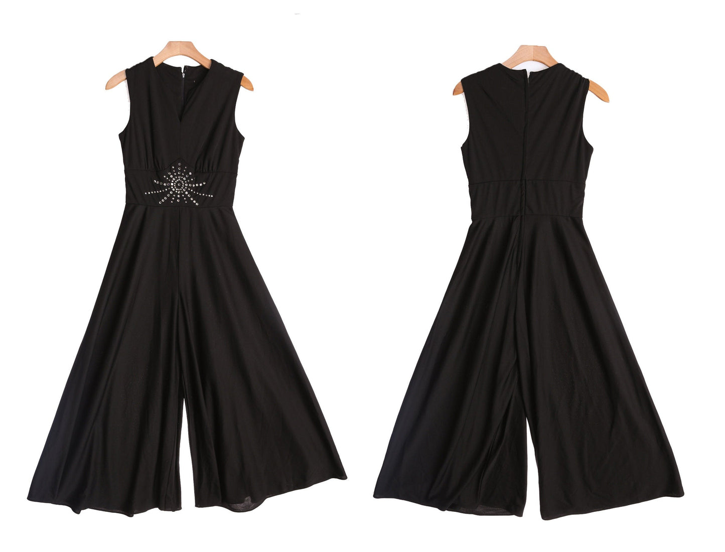 Vintage Women Black Bell Bottom Jumpsuit