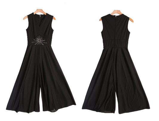 Vintage Women Black Bell Bottom Jumpsuit