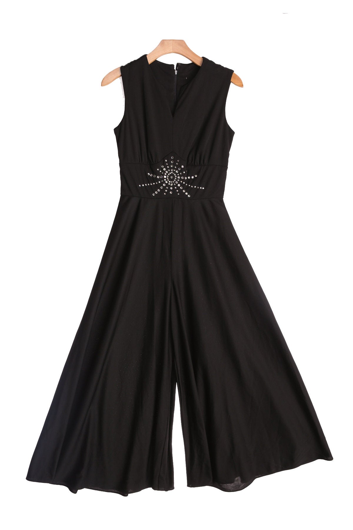 Vintage Women Black Bell Bottom Jumpsuit