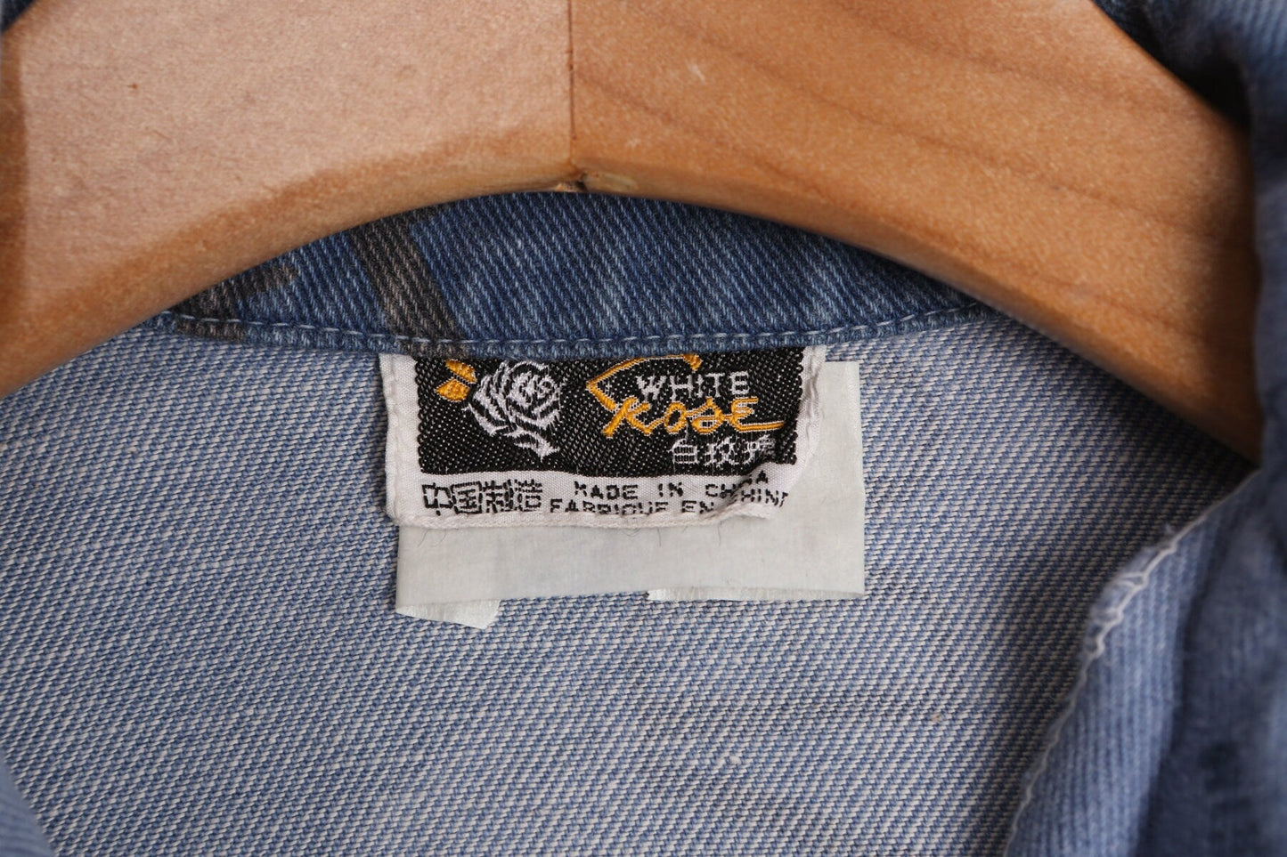 70's Blue Denim Jacket with ABCDEF Print