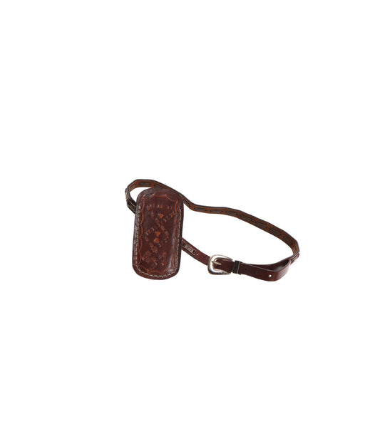 Vintage Tooled Leather Case with Belt Strap