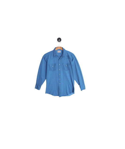 Vintage Men Blue Western Shirt by H Bar C Ranchwear Lon Tail