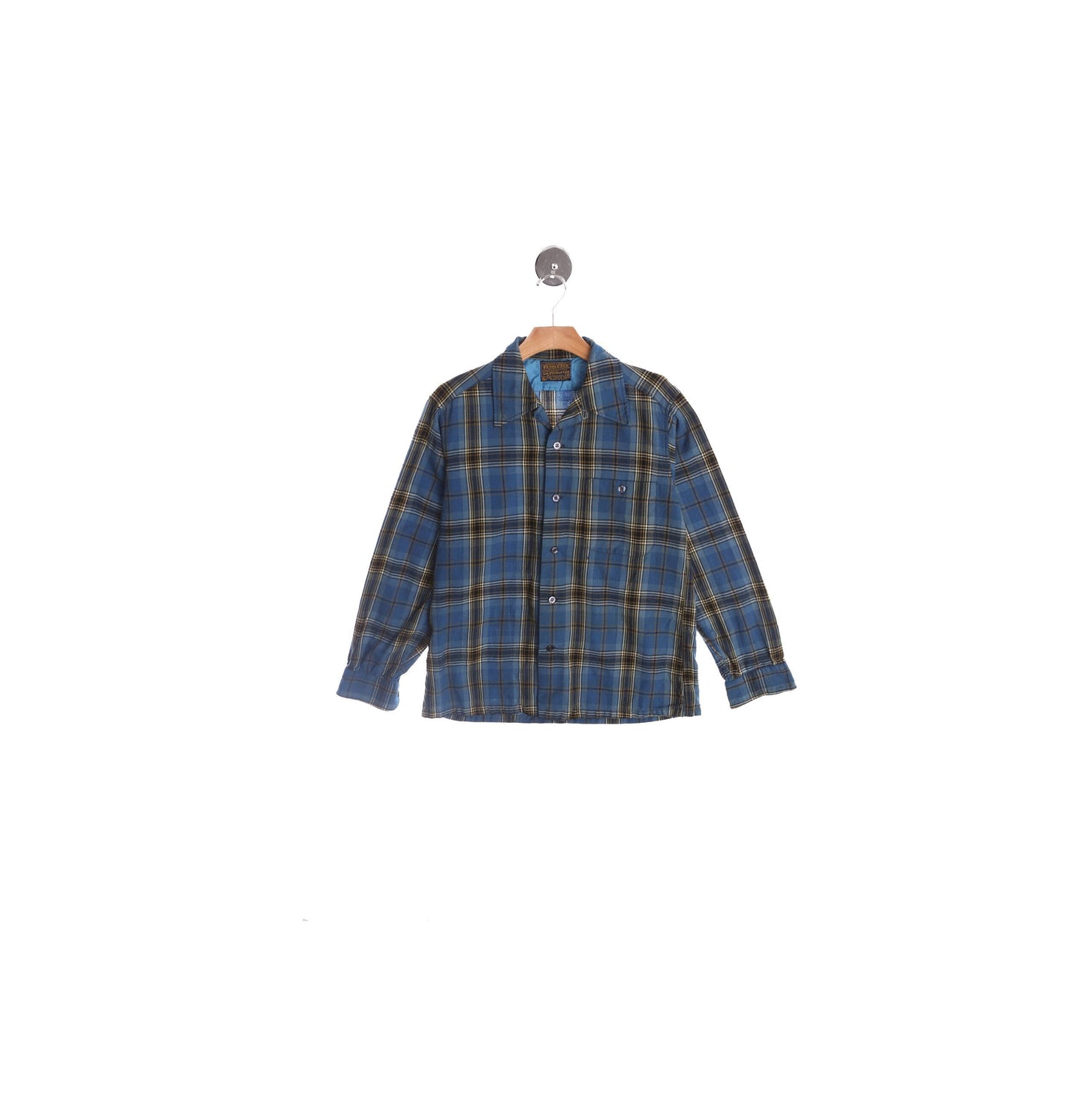 Vintage Pendleton Shirt - Blue Plaid Print - Made in USA