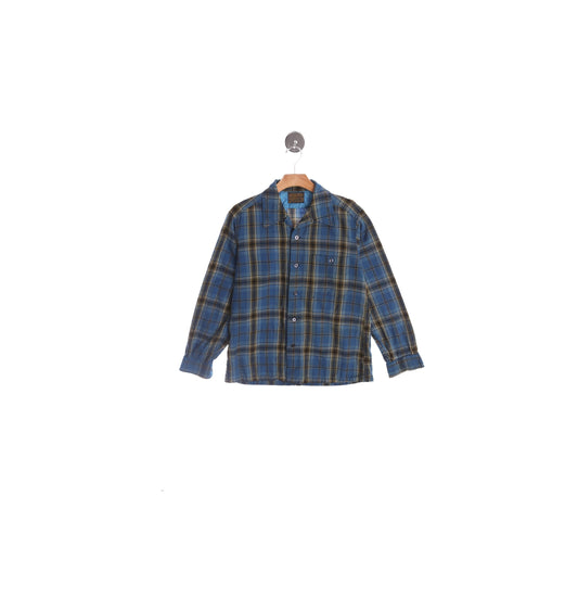 Vintage Pendleton Shirt - Blue Plaid Print - Made in USA