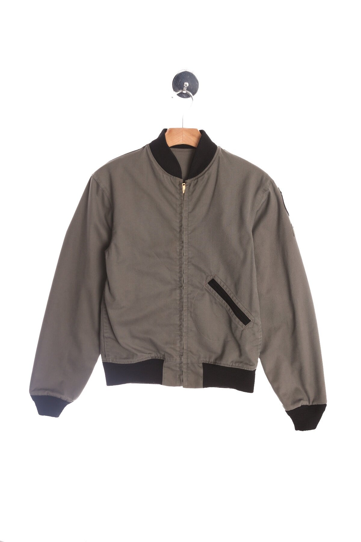 Gray Bomber Jacket with B-4 Military Patch