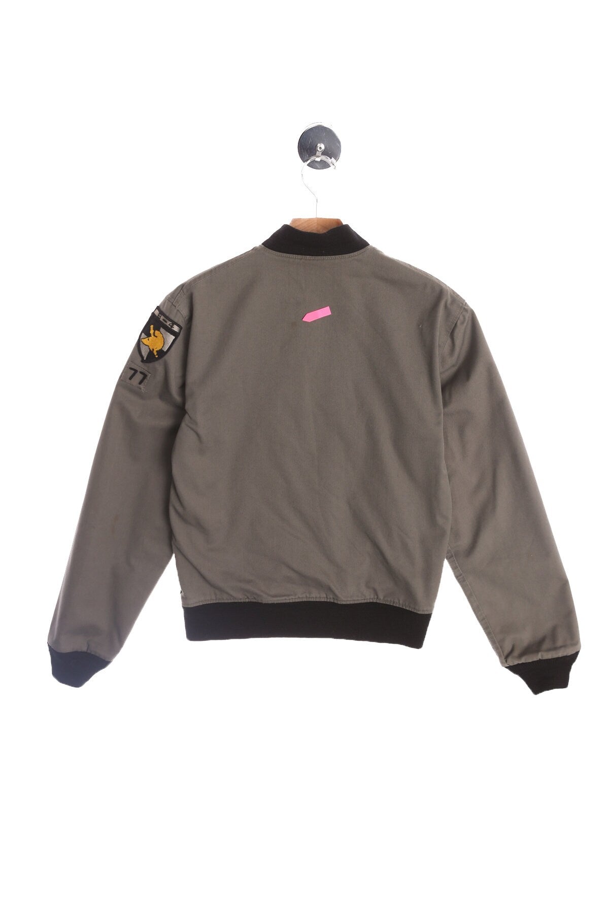 Gray Bomber Jacket with B-4 Military Patch
