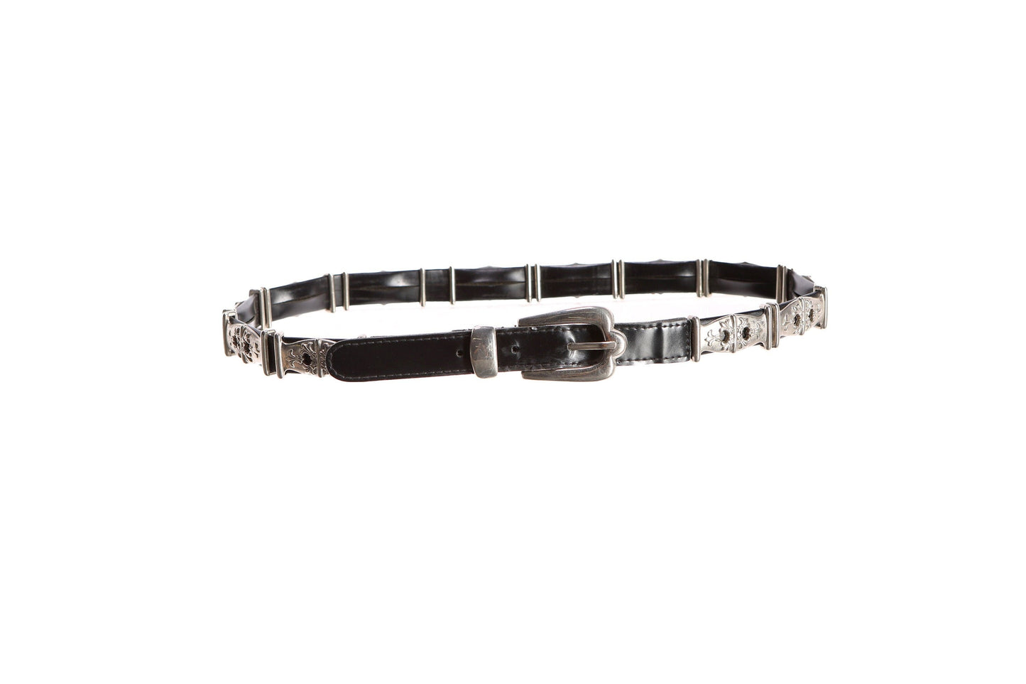Vintage Women's Black Belt with Steel Studd Details