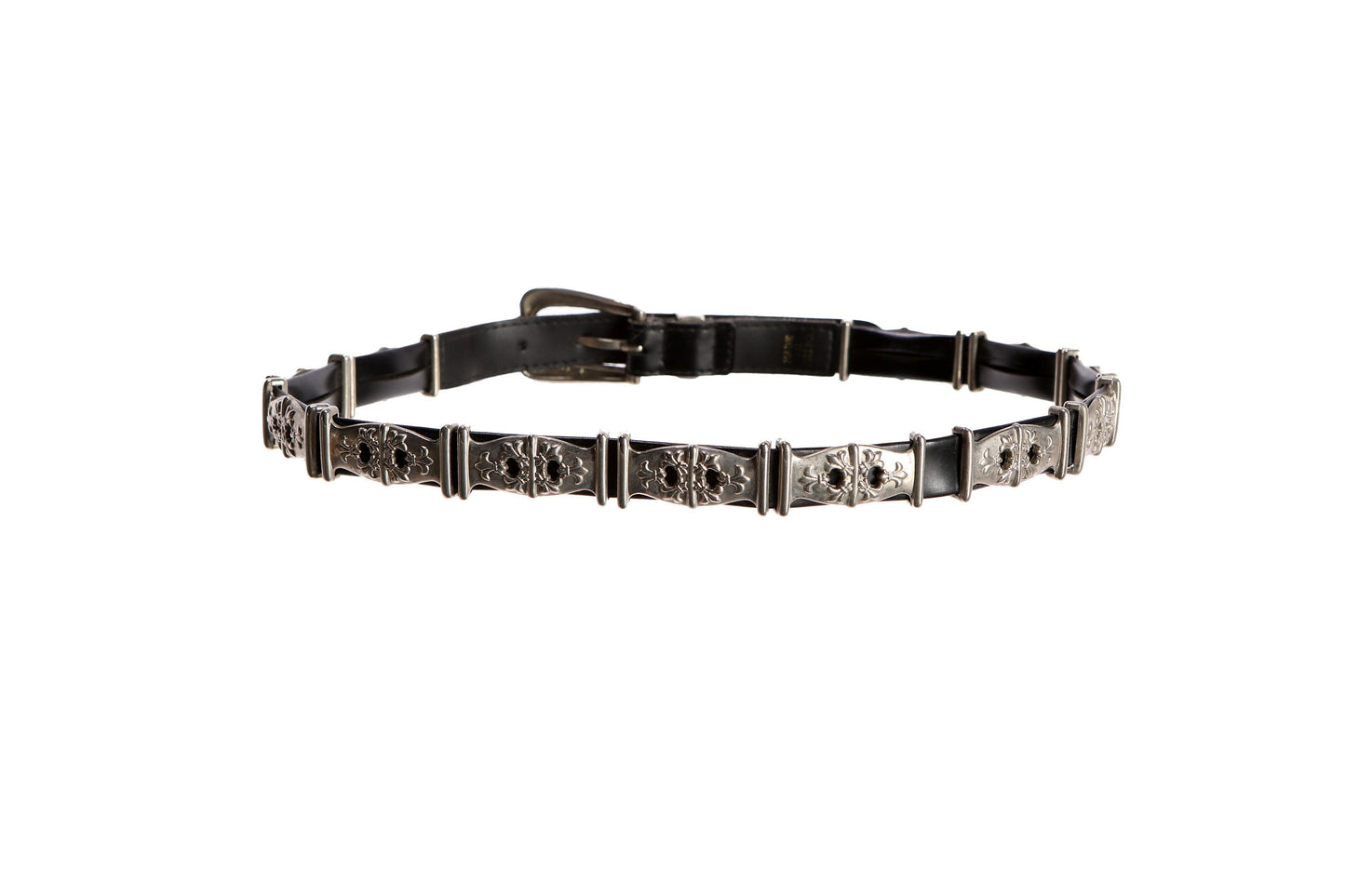 Vintage Women's Black Belt with Steel Studd Details