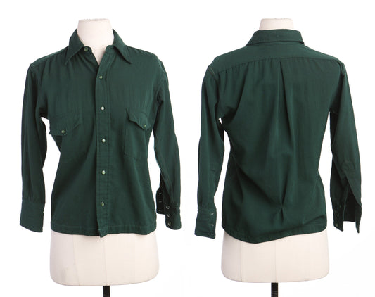 Vintage Western Shirt / Green / Long Sleeve / 1940s - 1950s