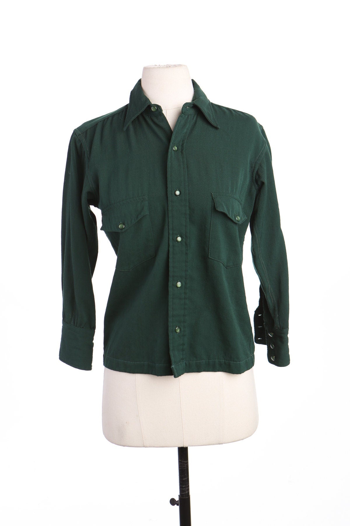 Vintage Western Shirt / Green / Long Sleeve / 1940s - 1950s