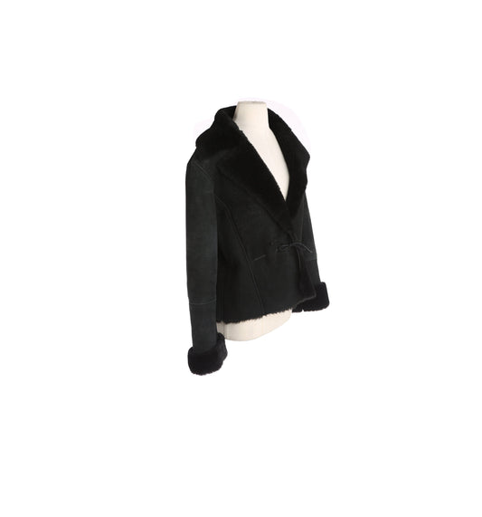 Y2K Black Suede Shearling Jacket