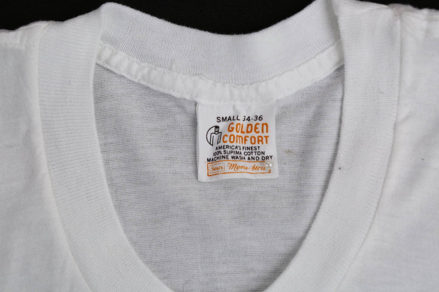 Vintage White Crew Neck T-shirt by Golden Comfort / Estimated Era 60s - 70s