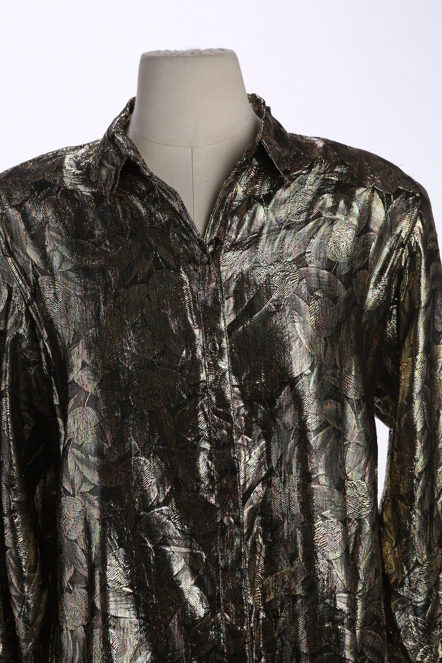 Vintage Women Metallic Gold Long Sleeve Blouse by Rothschild - Est Era 80s - 90s