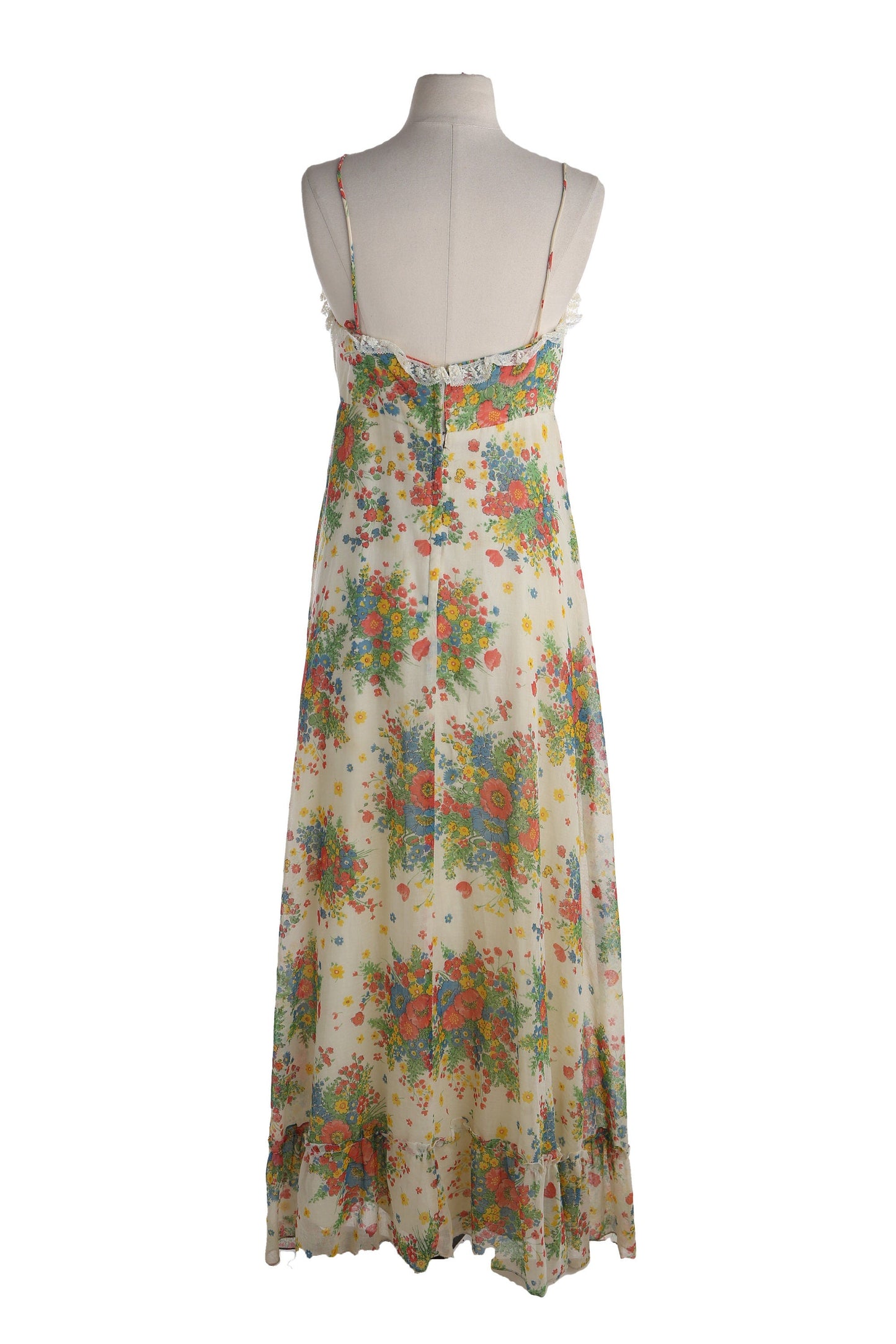1970s Floral Print Long Summer Dress