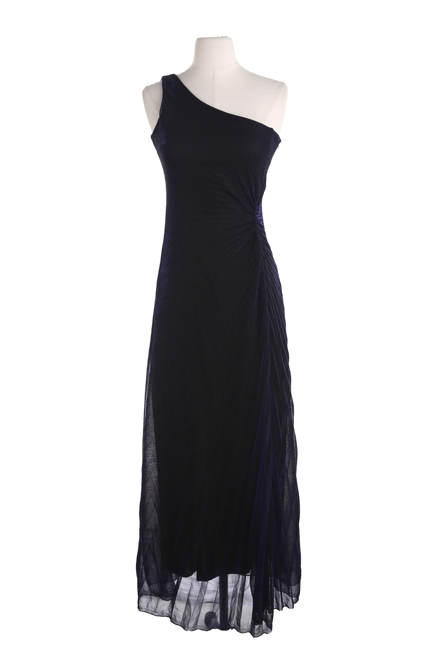 Y2K Evening Dress - Blue Metallic Fabric - Sleeveless - Made by Grace - Era 1990's - Y2K