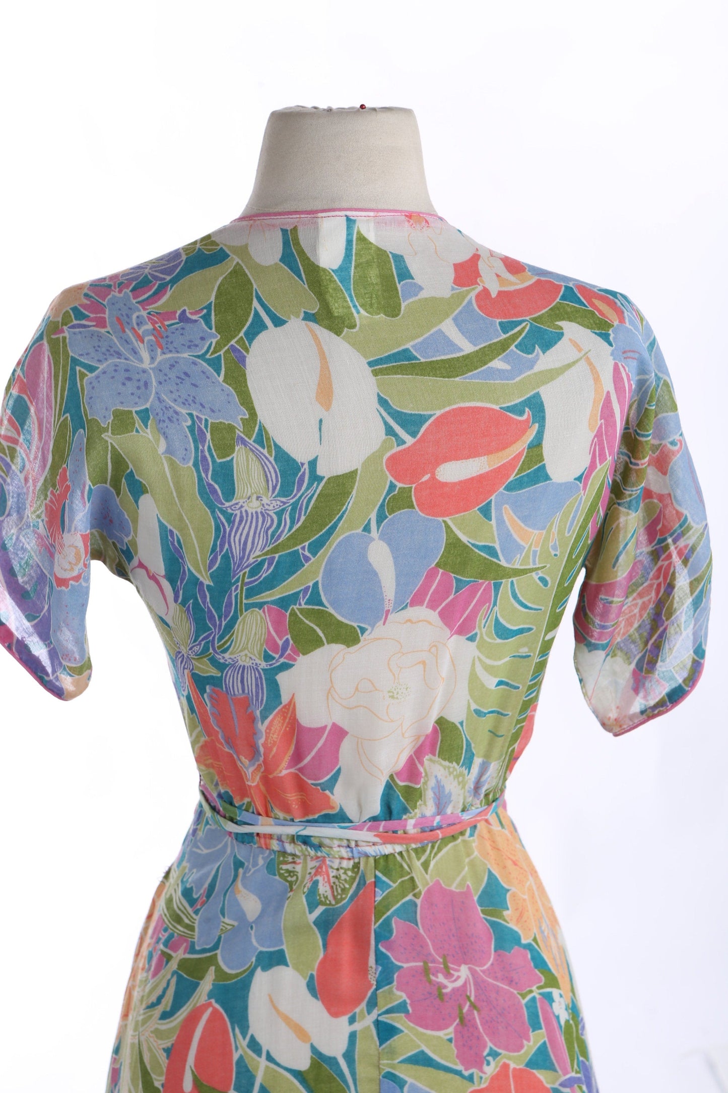 Vintage Floral Print Summer Dress - Era 170s - 1980s