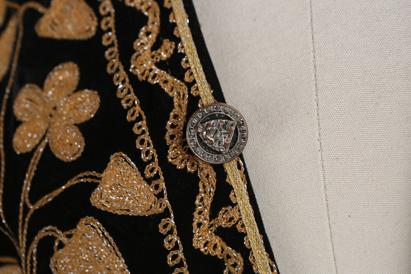 Vintage Boho Embroidered Black Top with Yellow and Golden Embroidery